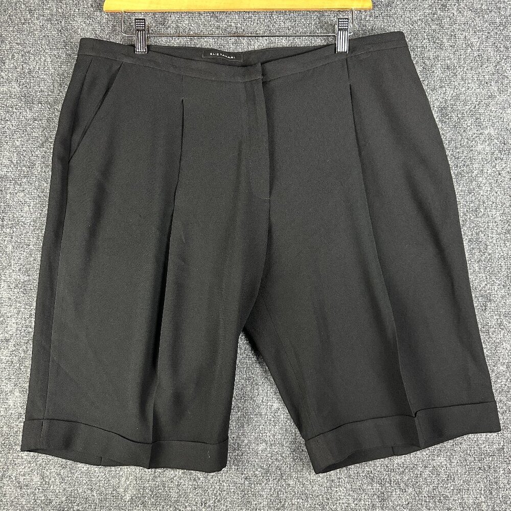 Elie Tahari Shorts Womens 16 Black Bermuda Pleated Front Pockets High Waist